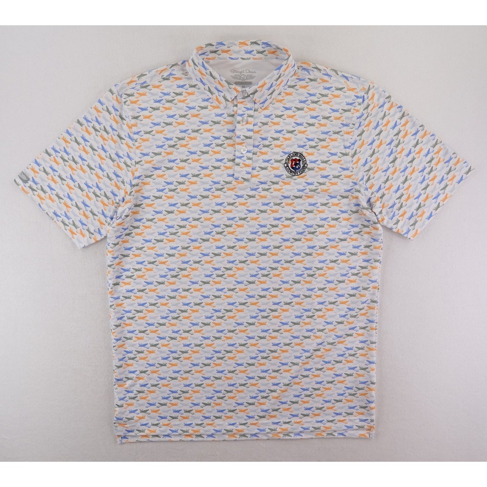 Oakland Hills Country Club Straight Down Polo Shirt Mens Medium White Airplane